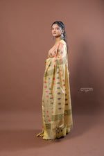 Load image into Gallery viewer, Banswara Handwoven Yellow Saree with Abstract Multicolor Motifs Elegance
