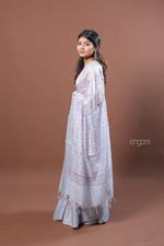 Load image into Gallery viewer, Soft Grey Kota Viscose Digital Print Saree with Floral Patterns
