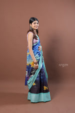 Load image into Gallery viewer, Elegant Blue Kota Viscose Digital Print Saree with Floral Patterns
