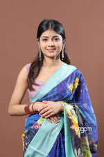 Load image into Gallery viewer, Elegant Blue Kota Viscose Digital Print Saree with Floral Patterns
