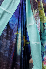 Load image into Gallery viewer, Elegant Blue Kota Viscose Digital Print Saree with Floral Patterns
