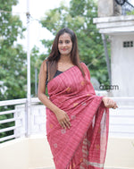 Load image into Gallery viewer, Graceful Pink Art Silk Saree with Silver and Gold Motifs
