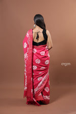Load image into Gallery viewer, Kolika Red Mercerised Cotton Saree with Elegant White Prints
