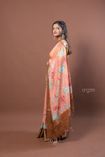 Load image into Gallery viewer, Elegant Peach Kota Viscose Digital Print Saree with Golden Border
