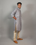 Load image into Gallery viewer, Light Grey Cotton Viscose Kurta for Men – Festive Wear
