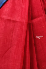 Load image into Gallery viewer, Red and Blue Cotton Slub Saree with Ethnic Printed Border
