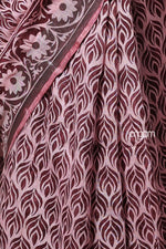 Load image into Gallery viewer, Maroon Cotton Slub Saree with Intricate Print and Silver Border
