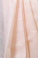 Load image into Gallery viewer, Elegant White Linen Saree with Golden Border and Red Accents
