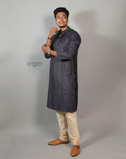 Black Striped Cotton Viscose Kurta for Men – Elegant Ethnic Wear