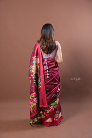 Elegant Kolika Munga Digital Print Saree with Floral Motifs