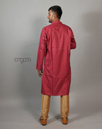 Load image into Gallery viewer, Solid Maroon Cotton Viscose Kurta for Men – Festive Wear
