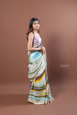 Load image into Gallery viewer, Multicolor Linen Digital Print Saree with Artistic Abstract Design
