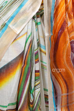 Load image into Gallery viewer, Multicolor Linen Digital Print Saree with Artistic Abstract Design
