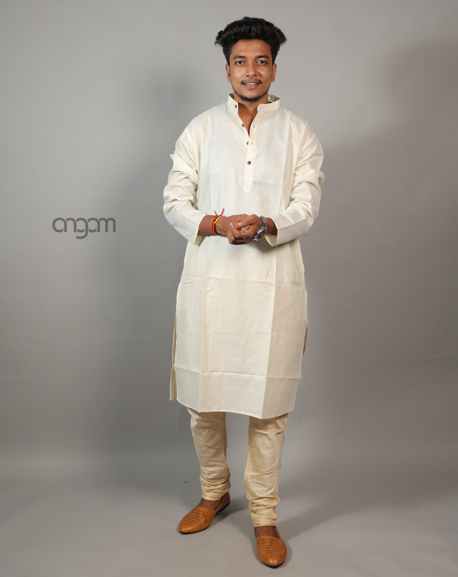 Elegant White Cotton Viscose Kurta for Men – Ethnic Wear