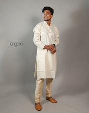 Elegant White Cotton Viscose Kurta for Men – Ethnic Wear
