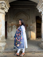 Load image into Gallery viewer, Graceful Handwoven Tussar Silk Dupatta with Vibrant Floral Design
