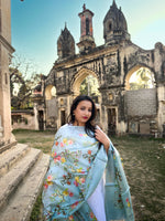 Load image into Gallery viewer, Charming Sky Blue Tussar Silk Dupatta with Floral Accents
