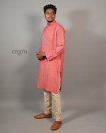 Load image into Gallery viewer, Stylish Pink Cotton Viscose Kurta for Men – Festive Wear
