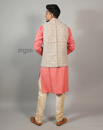 Load image into Gallery viewer, Kolika Linen Nehru Jacket with Classic Checkered Pattern
