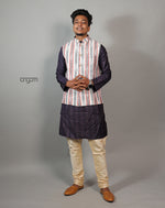 Load image into Gallery viewer, Elegant White and Red Ikat Nehru Jacket for Men
