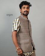 Load image into Gallery viewer, Kolika Linen Nehru Jacket with Textured Weave Design
