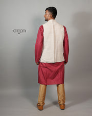 Kolika Cotton-Linen Nehru Jacket in Classic Beige