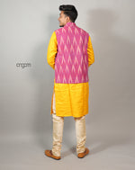 Load image into Gallery viewer, Stylish Pink Ikat Nehru Jacket for Men – Festive Wear
