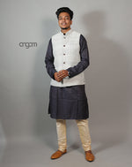 Load image into Gallery viewer, Kolika Cotton Nehru Jacket in Elegant Herringbone Pattern
