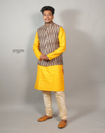 Load image into Gallery viewer, Elegant Brown Ikat Nehru Jacket for Men – Ethnic Wear
