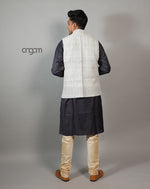 Load image into Gallery viewer, Kolika Cotton Nehru Jacket in Elegant Herringbone Pattern

