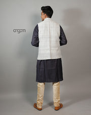 Kolika Cotton Nehru Jacket in Elegant Herringbone Pattern