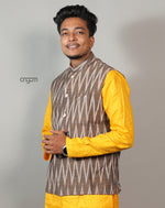 Load image into Gallery viewer, Elegant Brown Ikat Nehru Jacket for Men – Ethnic Wear
