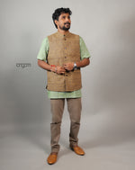 Load image into Gallery viewer, Kolika Linen Nehru Jacket in Elegant Textured Weave
