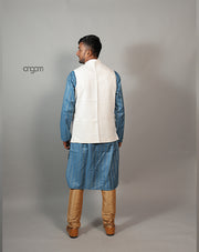 Kolika Cotton-Linen Nehru Jacket in Classic Off-White