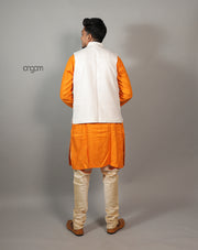 Kolika Cotton-Linen Nehru Jacket in Elegant Off-White