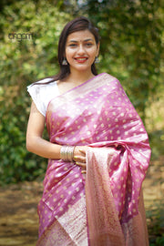 Royal Pink Banarasi Silk Saree With Zari Detailing