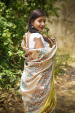 Load image into Gallery viewer, Pure Silk Yellow Madhubani Print Handcrafted Saree
