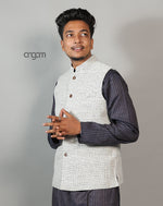Load image into Gallery viewer, Kolika Linen Nehru Jacket with Elegant Textured Weave
