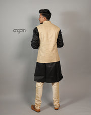 Classic Beige Handwoven Nehru Jacket for Men – Ethnic Wear