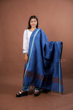 Load image into Gallery viewer, Royal Blue Kolika Cotton Linen Dupatta with Woven Stripes