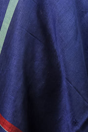 Navy Blue Kolika Cotton Linen Dupatta with Woven Border