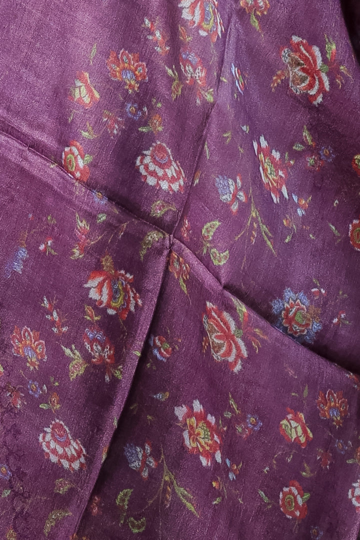Purple Slub Digital Print Dupatta with All Over Floral Motifs