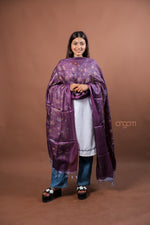 Load image into Gallery viewer, Purple Slub Digital Print Dupatta with All Over Floral Motifs