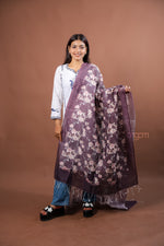 Load image into Gallery viewer, Mauve Linen Digital Print Dupatta with Soft Floral Pattern Allover