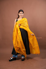 Load image into Gallery viewer, Mustard Yellow Plain Silk Dupatta with Soft Natural Sheen