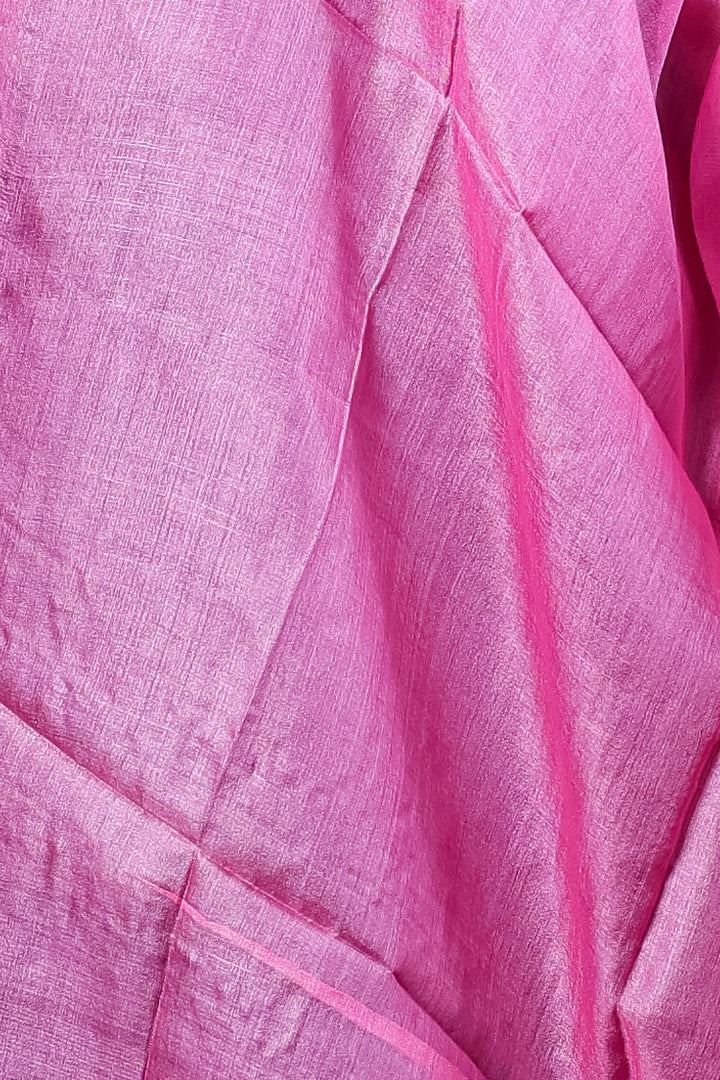 Bright Pink Plain Silk Dupatta with Soft Natural Sheen