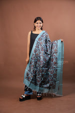 Load image into Gallery viewer, Sky Blue Silk Dupatta with Multicolor Paisley Digital Print Elegant Design