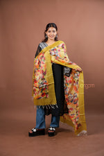 Load image into Gallery viewer, Pastel Yellow Silk Dupatta with Multicolor Floral Digital Print Elegant Design