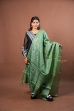 Load image into Gallery viewer, Sea Green Plain Silk Dupatta with Soft Sheen Elegant Everyday Wear Design