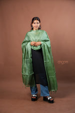 Load image into Gallery viewer, Sea Green Plain Silk Dupatta with Soft Sheen Elegant Everyday Wear Design